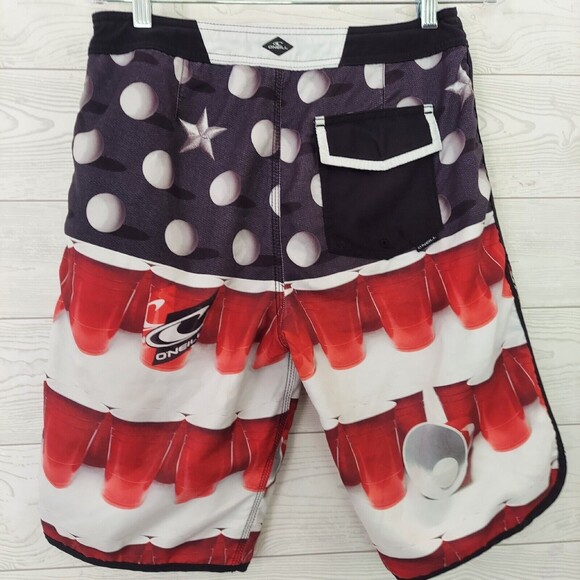 Oneill Board Shorts Beer Pong USA Mens 28 Swim Surf Red Solo Cup - Picture 6 of 9